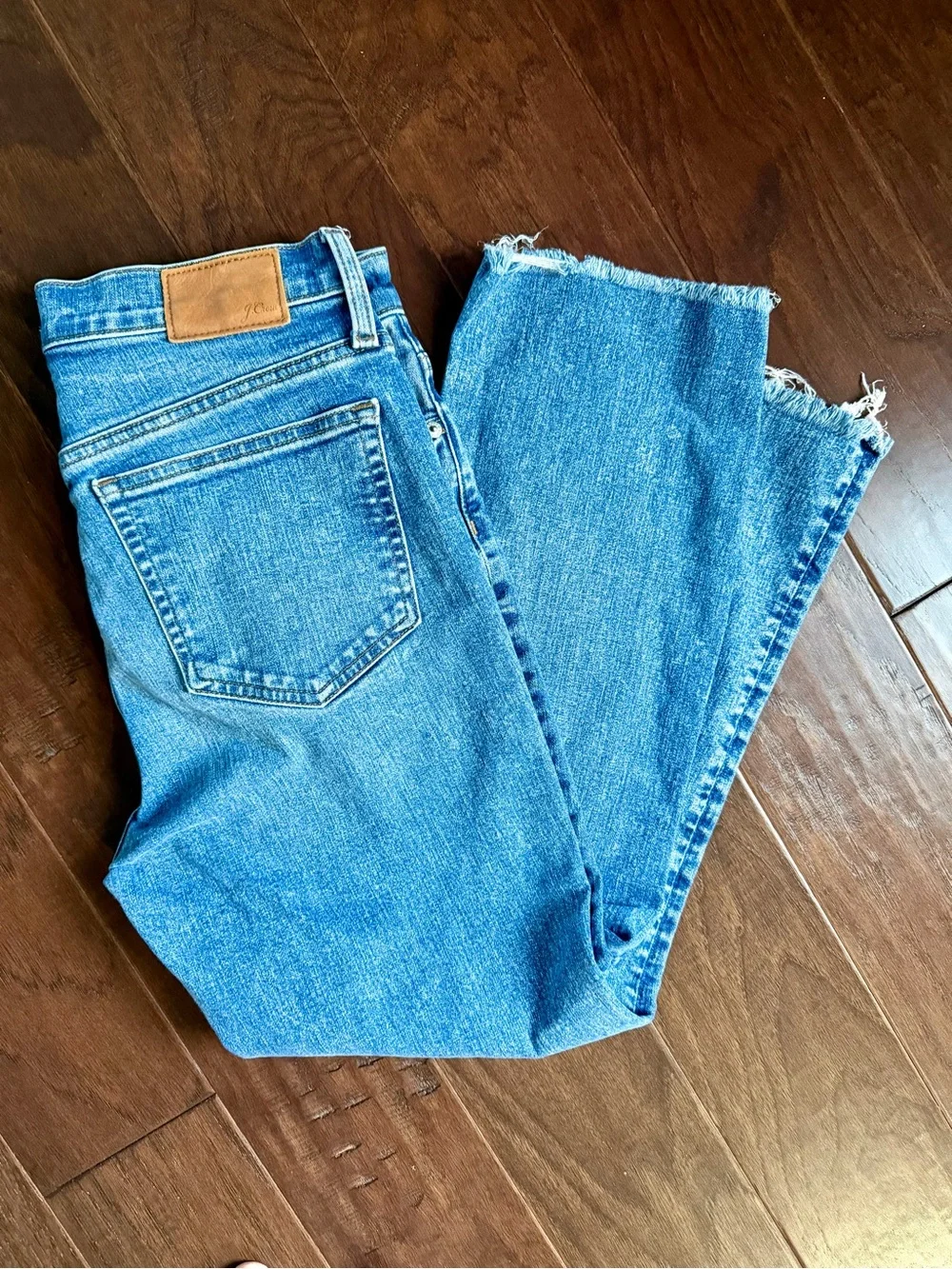 J. Crew Light Blue Cropped Straight Jeans with Raw Hem